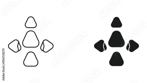 Directional Arrow Icons Set: Outline and Solid Fill, Up, Down, Left, Right Navigation Symbols