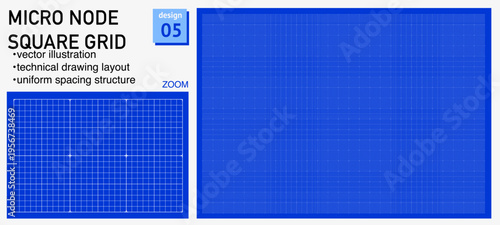 Blueprint grid system micro Star junction geometry, zoom detail view. Smooth lattice structure demonstration, engineering diagrams dashboards planning layouts interface systems digital graphics.