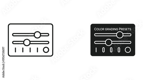 Color Grading Presets and Sliders Icon Set: Editing and Adjustment Controls