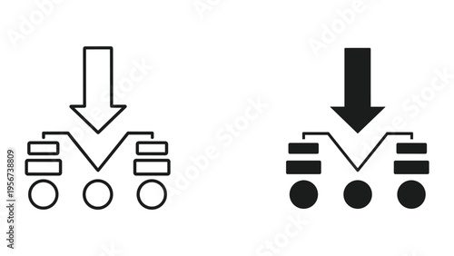 Concept Icon: Input Flow and Output Convergence, Decision Tree, Data Processing, Branching Options