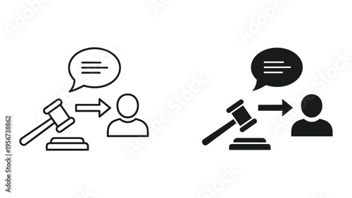 Lawyer or Judge Communicating with a Client or Defendant, Legal Advice, Courtroom Icon