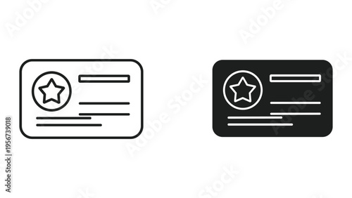 Star Icon Loyalty Card Set, Membership Pass with Star Emblem, Discount Card Icon - Vector Illustration