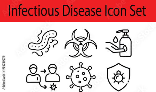 Infectious disease icon set with various health symbols