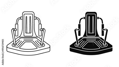 Fitness Machine Gym Equipment Line Art and Silhouette Icon Set