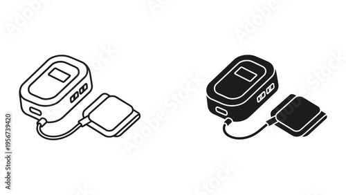 Pulse Oximeter and ECG Electrode Icon Set - Medical Monitoring Device Illustrations
