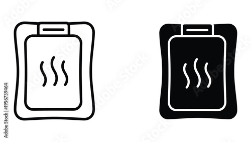 Hot Water Bottle Icon Set: Outline and Filled, Medical, Comfort, Heat Therapy