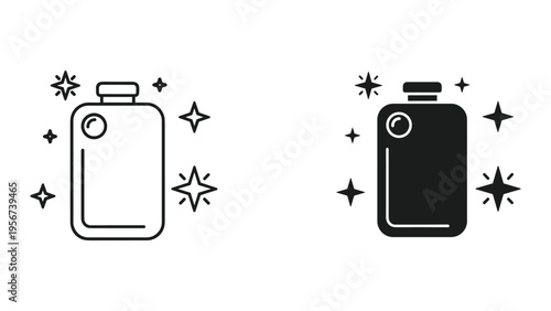 Sparkling Clean Bottle Icon - Vector Illustration of Cleaning Product and Shine Effect