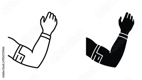 Foto Arm Sleeve Icon Set: Outline and Silhouette of Human Arm with Sports Band