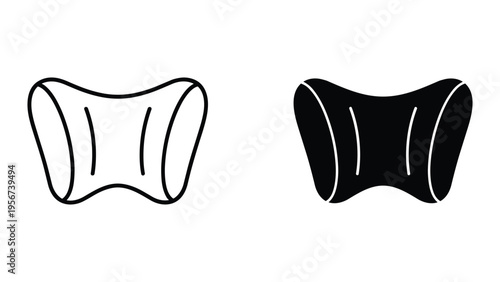 Bow Tie Icon Set: Line Art and Solid Silhouette for Design