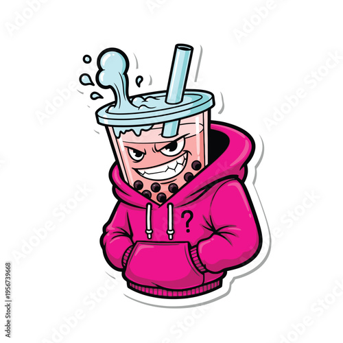 Cartoon cup with angry face.