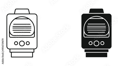 Duo Tone Air Cooler Icon Vector - Line Art and Solid Silhouette