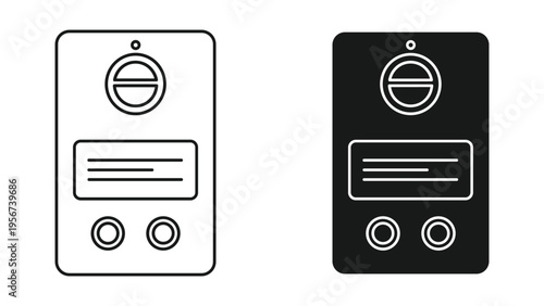 Outline and Solid Icons: Intercom System, Speaker, Buttons, and Text Field