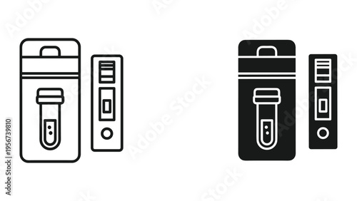 Medical Test Kit and Sample Tube Icon Set