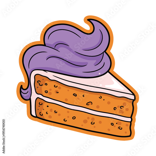 A slice of cake with icing.