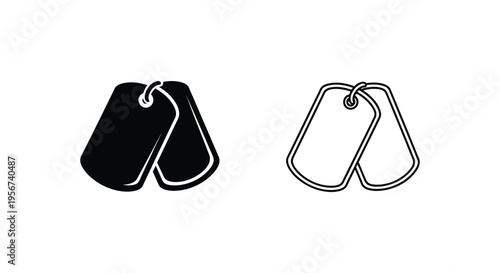 Set of 2 dog tag icons vector
