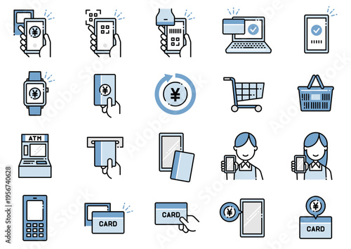 キャッシュレス決済アイコン04　Cashless Icons