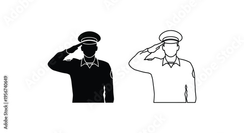 Set of 2 saluting soldier icons vector
