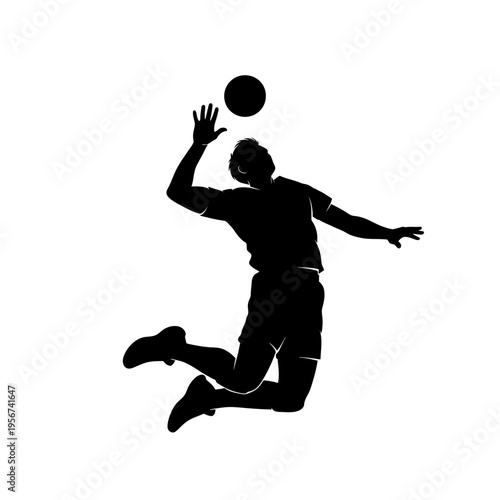 Man jumping to hit a ball in mid-air with his hand