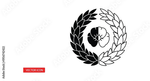 Black laurel wreath vector icon with logo