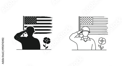 Set of 2 patriotic salute icons vector