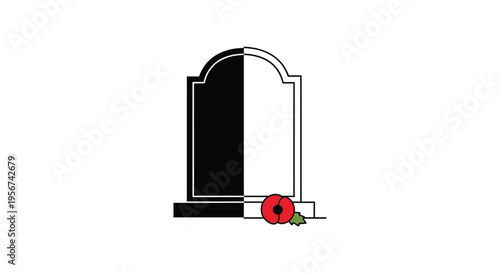 Vector illustration of ladybug on tombstone
