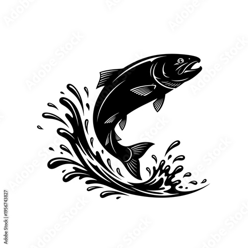 A large fish jumps out of the water with a splash.