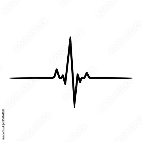 A black illustration of a heartbeat line on a white background