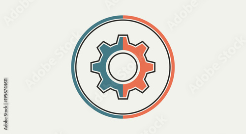 Gear Icon in Circle Design.