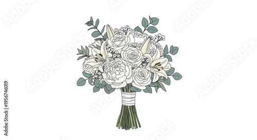 Wedding Bouquet of White Roses.
