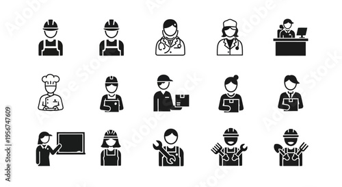 Various Occupations and Professions Icons.