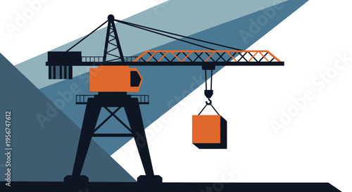 Large Construction Crane with Orange Hook.