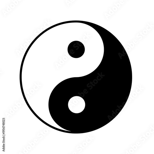 The ancient yin yang symbol represents harmony and balance in a circular design.
