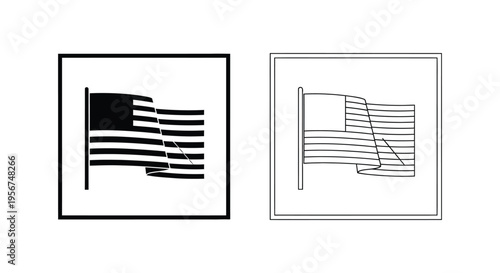 Set of 2 American flag icons vector