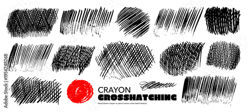Pencil and crayon crosshatch texture scribbles. Hand drawn vector cross hatching with charcoal rough texture, sketchy scrawls and messy lines. Crayon or graphite chaotic stripes.