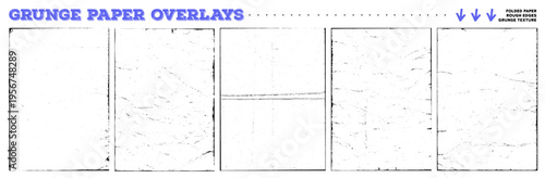 Old paper photocopy overlay texture set. Hand drawn grungy worn edge frames with old noise borders. Hand drawn vector dust background with dark rough borders. Overlay cover templates.