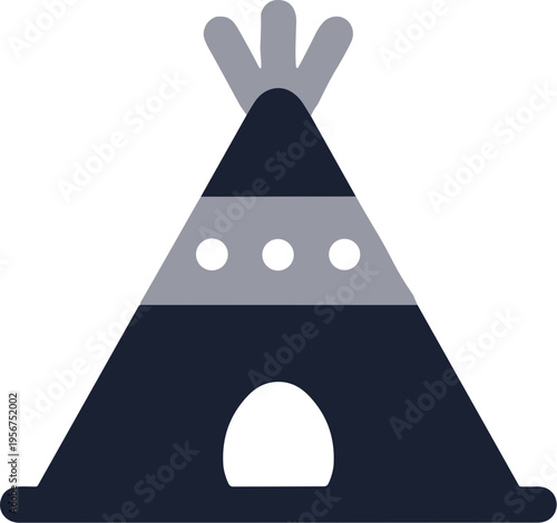 Flat Simple Tent Icon with Native American Style Illustration Graphic