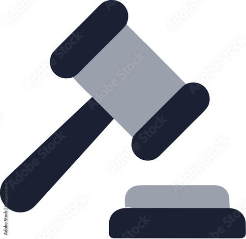 Flat Isolated Court Gavel Auction Icon Symbol of Justice