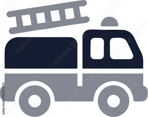 Flat Style Detailed Firetruck Emergency Vehicle Transportation Icon Design