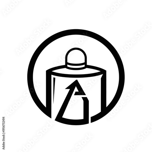 Black and white gas cylinder icon.