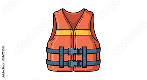 Orange life vest with yellow accents and adjustable straps for water safety and outdoor adventure preparation