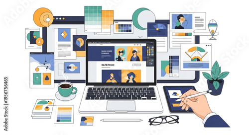 Businessman working on laptop computer.