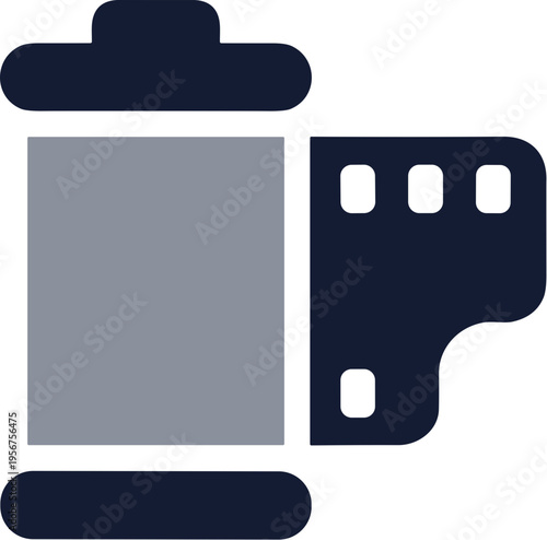 Minimalist Two Tone Film Roll Icon Illustration for Photography Concept
