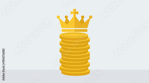 Golden coins with crown on top.