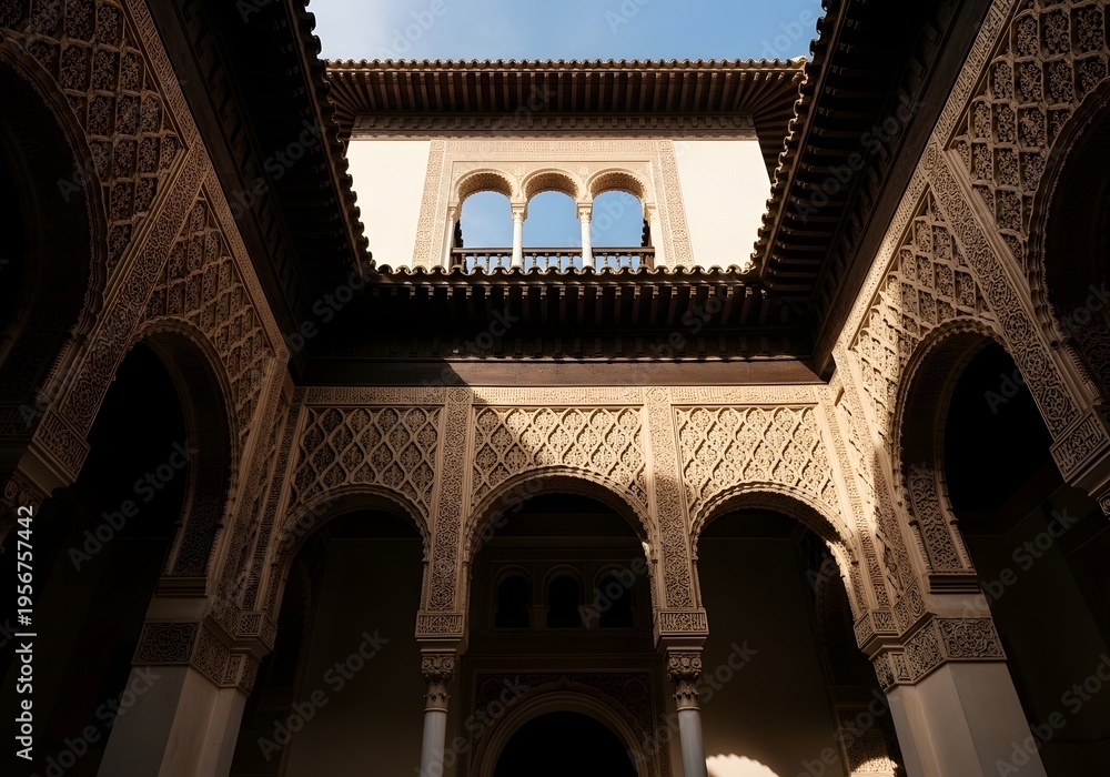 Obraz premium Alcazar of seville interior courtyard moorish architecture