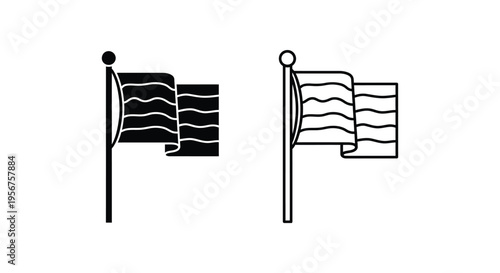 Set of 2 flag icons vector, black and white