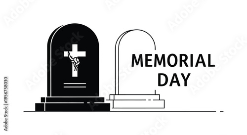 Vector illustration of tombstones for Memorial Day