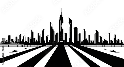 City Skyline Urban Landscape View.