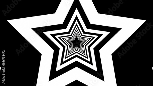 Moving Forward In Black White Optical Illusion Star Chamber Tunnel - Abstract Background Texture