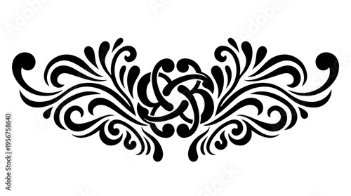 Black ornamental floral flourish decorative vector motif.
