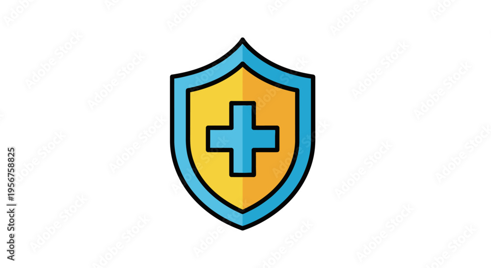 Obraz premium Protective Shield With Medical Cross Representing Healthcare Safety And Security